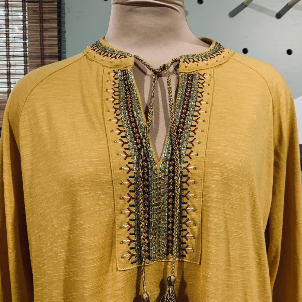 Mustard Embroidered Women's Tunic